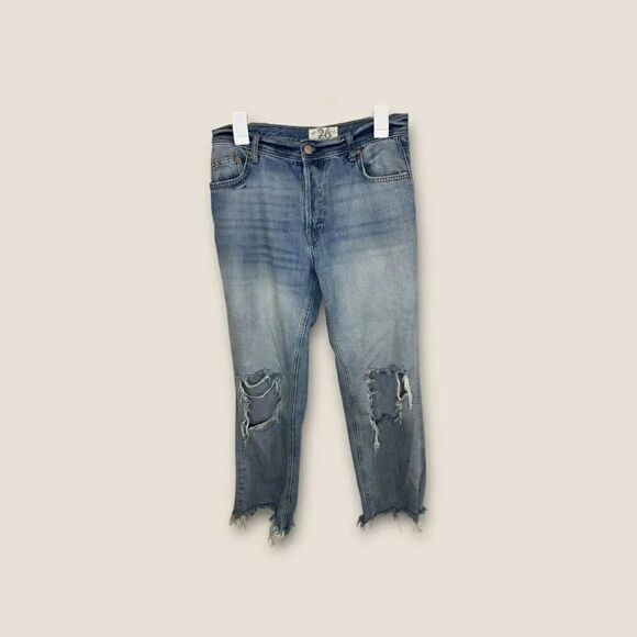 Free People We The Free Jeans Womens 26 Distressed Ripped Button Fly Raw Hem - Picture 1 of 6